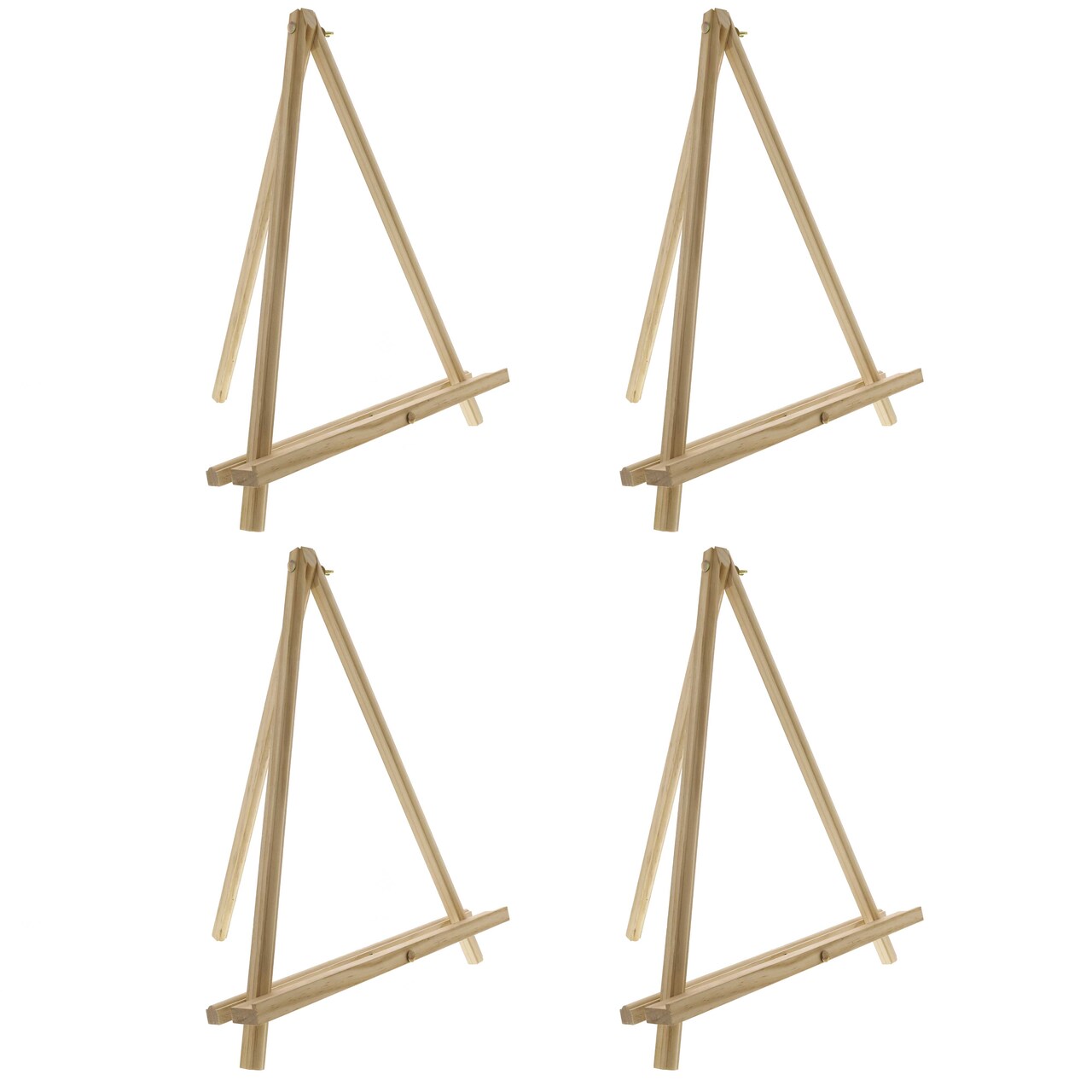 12" Natural Wood Tabletop Easel (4 Pack) - Adjustable A-Frame Canvas Stand for Painting Party & Signs - Table Top Easel for Painting, Canvas Holder, Crafts, Photos, Pictures